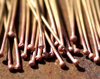 Handmade Bronze Ball Headpins 24 gauge - 2 1/4 inch long - 30 pieces, Finding for charms, Earring Supply, Dangle finding, Jewelry wire
