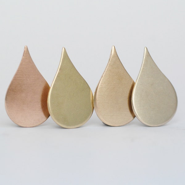 Brass Pointed Teardrop 24mm x 15mm 24G 22g 20g rain drops, copper, brass, bronze, or nickel silver