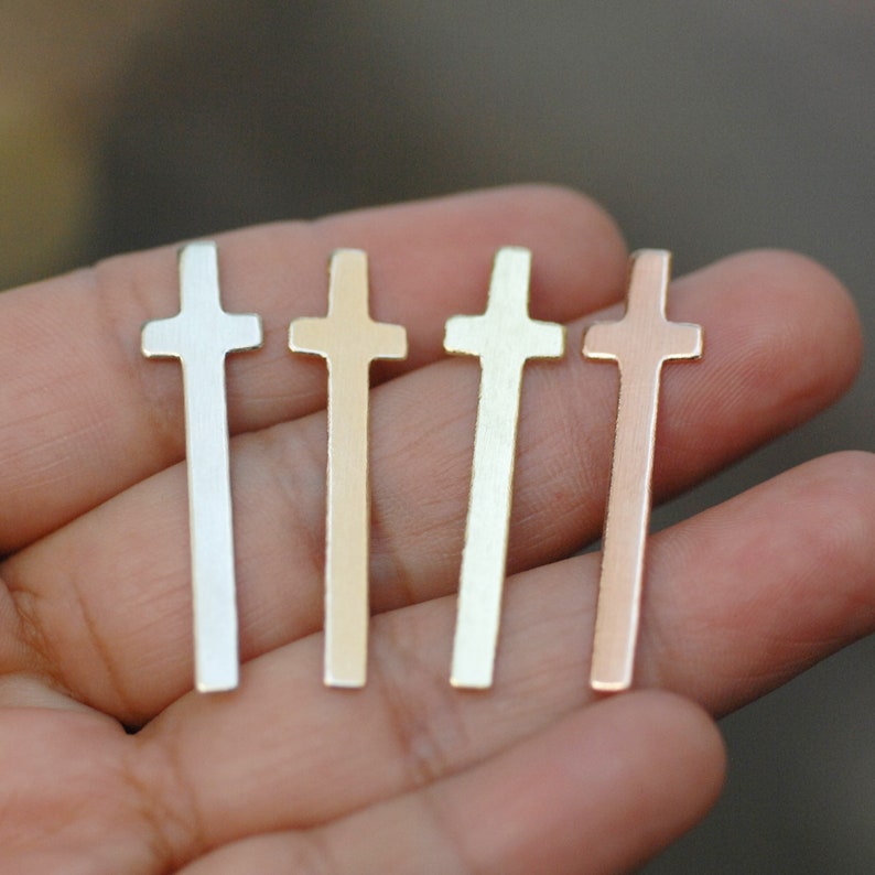 Long Cross Shapes Religious Pendant Blanks Copper Bronze Etsy
