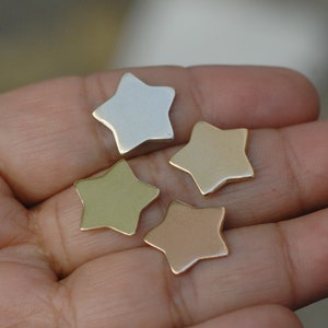 Small chubby star 14.5mm metal blanks for making jewelry, copper, brass, bronze, nickel silver