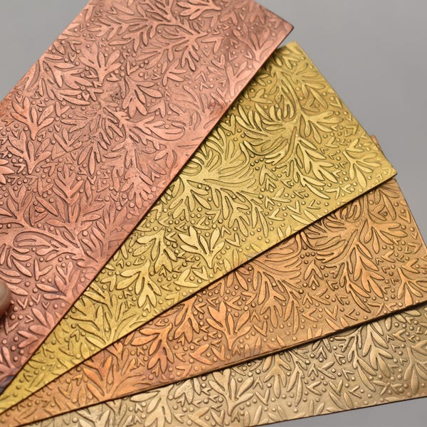 Textured Metal Sheet: Bamboo Leaf Pattern - Copper, Brass, or Bronze