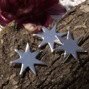 Sterling Silver 10.5mm 24g Star Shiny Metal Blanks Shape Form 925 - 4 pieces