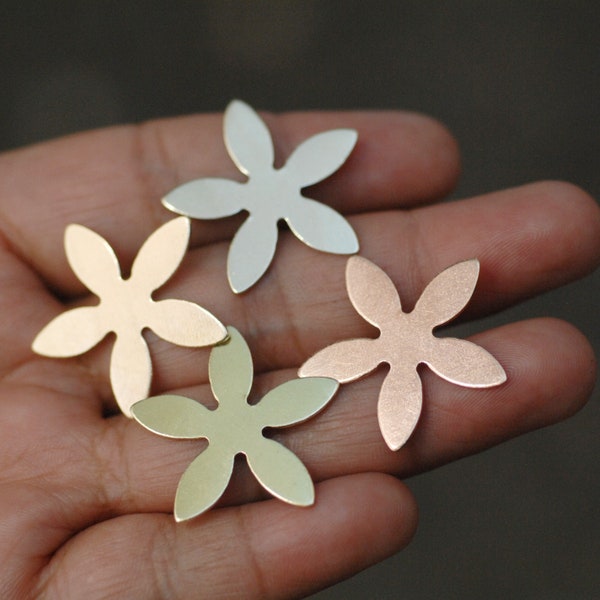 Flower shape metal blanks for making jewelry 26mm copper, brass, bronze, or nickel silver 22g 20g