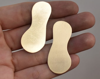 Bronze Hand Cut Peanut Pod Blanks Earring Shapes for soldering 2 pieces 45mm x 20mm 1 3/4 inch long