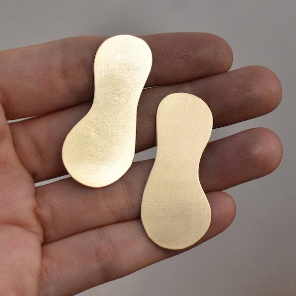 Bronze Hand Cut Peanut Pod Blanks Earring Shapes for soldering 2 pieces 45mm x 20mm 1 3/4 inch long