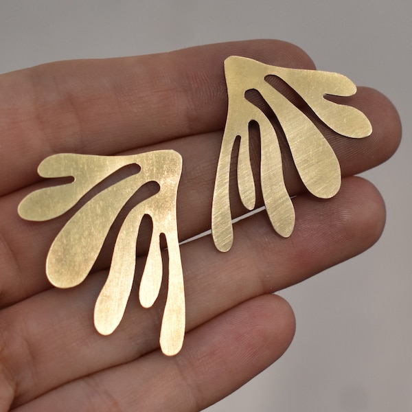 Bronze Hand Cut Seaweed Cluster Blanks Earring Shapes for soldering 2 pieces 31mm x 40mm 1 1/4 inch by 1 1/2 inch