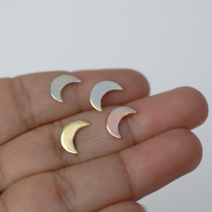 Tiny Crescent Moon Blanks: Copper, Brass, Bronze, Nickel Silver (8 Pieces)