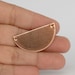 Solid Copper half disc Moon shapes with holes 35mm x 18mm for Enameling - 4 pieces 