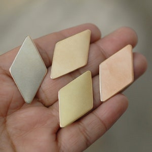 Metal Blanks Diamond Shape 36mm x 19.5mm copper, brass, bronze, or nickel silver