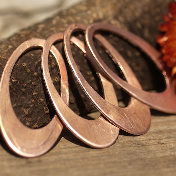 Pure Copper Blank Oval Teardrops 44mm x 23mm 24G - 4 pieces