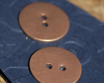 Buttons Copper with two Holes 20mm 20g Blanks Cutout for Enameling Stamping Texturing Blanks Variety Metals 6 Pieces