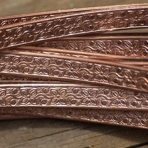 Copper wide flat patterned wire 7mm 7.5mm Bouquet Textured Metal Cane Wire - Rings Bracelets gallery wire