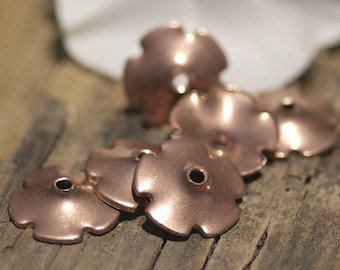 Copper Flower Blank 13.5mm Tiny Petals Beadcap Center for Enameling Stamping Texturing Jewelry Making Blanks - Variety of Metals - 8 pieces