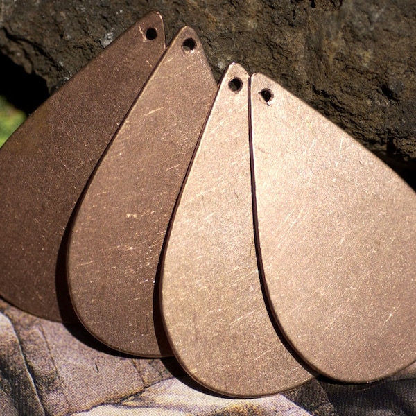 Large Pointed Teardrop with Hole Blanks Shape for Enameling Stamping Texturing Soldering Quantity: 4