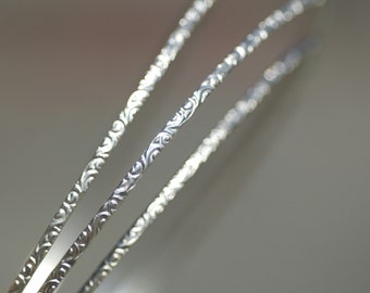 Sterling Silver gallery wire, patterned wire, Flourish texture 2mm wide for making rings