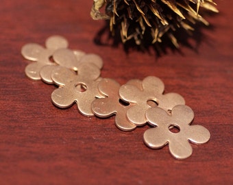 Copper Flower with Center for Blanks Enameling Stamping Texturing - 6 pieces