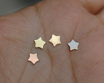 Tiny 6mm Star Blanks: Copper, Brass, Bronze, Nickel Silver - Jewelry Making (10 Pieces)