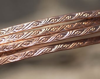 Copper Ring Stock Shank 4mm plus Vines Textured Metal Cane Wire - Rings Bracelets Pendants Metalwork