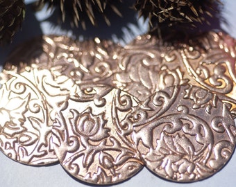 Copper Metal Blank Disc 20G 25mm with Texture, Enameling Blank - Supplies 4 Pieces