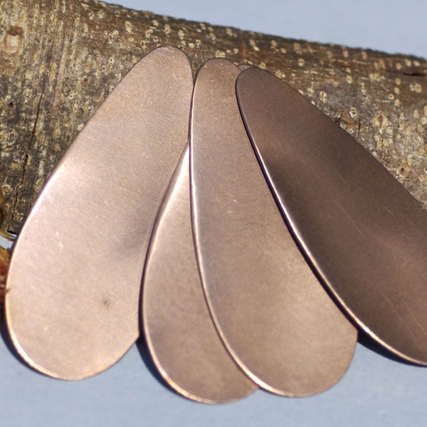 Copper, Brass or Bronze Large Pointed Teardrop 62mm x 26mm 26g Blank for Enameling, hand stamping Jewelry Making Blanks