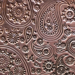 Textured Copper Metal Sheet: Paisley Pattern, 20 Gauge (6 x 2.25 inches)