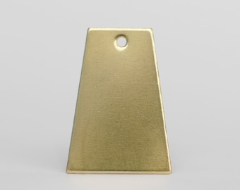 Raw Brass Shape Trapezoid with Hole Blank 22g 25 x 18mm Hand Stamping Blanks - 4 pieces