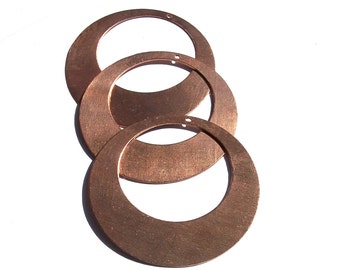 Copper Hoops 45mm 26g for Earrings or Blanks Pendant Offset Circle for Enameling Stamping Texturing - 4 pieces