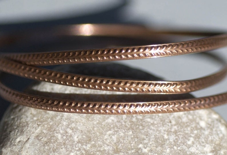 Pure Copper Ring Wire Patterned Strip Shank 2.6mm 3 Feet image 1