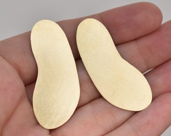 Bronze Hand Cut Organic Bean Blanks Earring Shapes for soldering 2 pieces 45mm x 19mm 1 3/4 inch long