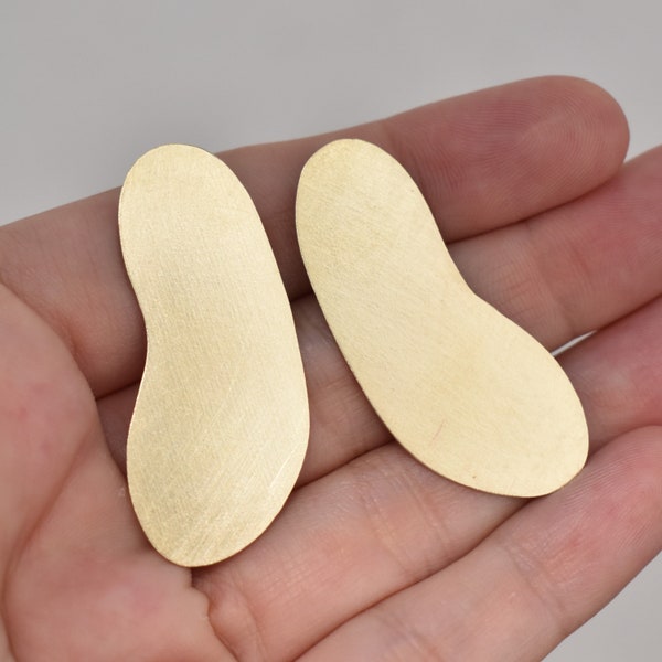 Bronze Hand Cut Organic Bean Blanks Earring Shapes for soldering 2 pieces 45mm x 19mm 1 3/4 inch long