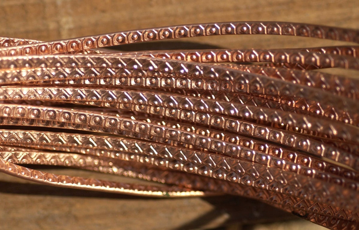 Copper Ring Bezel Wire 3.5mm Honeycomb Pattern Shank 2 Feet