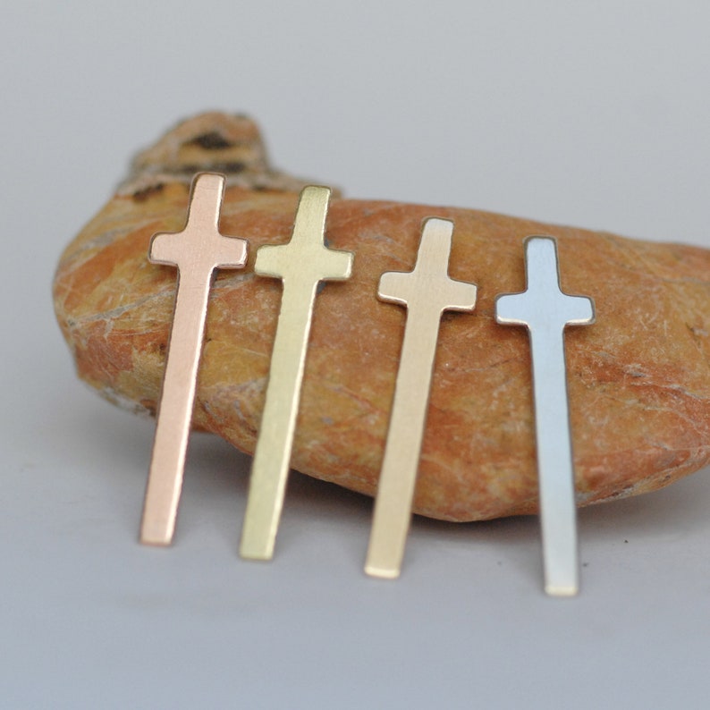 Long Cross Shapes Religious Pendant Blanks Copper Bronze Etsy