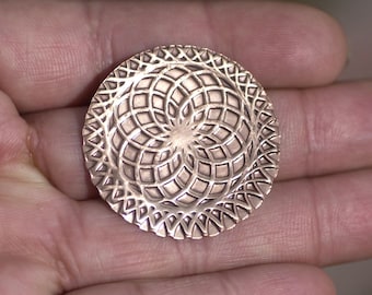 30mm Textured Disc with Circle of Life, Jewelry Making Blank Shape -Metalworking 3 Pieces