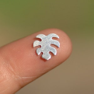 Tiny metal monstera deliciosa leaf miniature blanks - fine silver