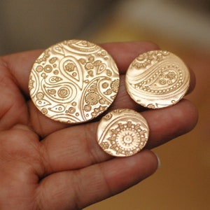 Solid Bronze round disc blanks 22 gauge 22g Paisley texture