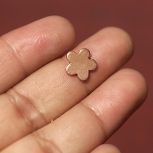 Puede incluir: Un pequeño amuleto de flor de color cobre con cinco pétalos.