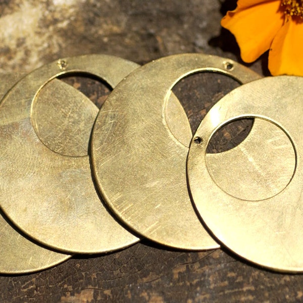Bronze or Brass or Copper or Nickel Silver Hoops 35mm 26G for Earrings or Pendant Offset Circle  Supplies - 4 Pieces