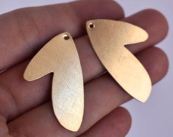 Bronze Hand Cut Maple Seed Blanks Earring Shapes with holes 2 pieces 39mm x 22mm 1 1/2 inch by 7/8 inch