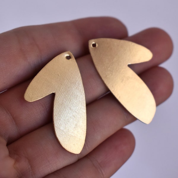 Bronze Hand Cut Maple Seed Blanks Earring Shapes with holes 2 pieces 39mm x 22mm 1 1/2 inch by 7/8 inch