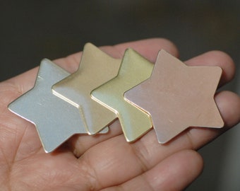 Brass or Bronze Star Blank 24g 36mm for Metalworking Stamping Texturing Soldering Pendant Jewelry Making