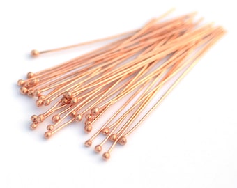 Handmade Copper Ball Headpins 24 gauge - 2 1/4 inch long - 57mm - 30 pieces