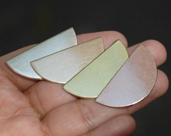Solid Copper half disc Moon shapes 35mm x 18mm for Enameling half circle