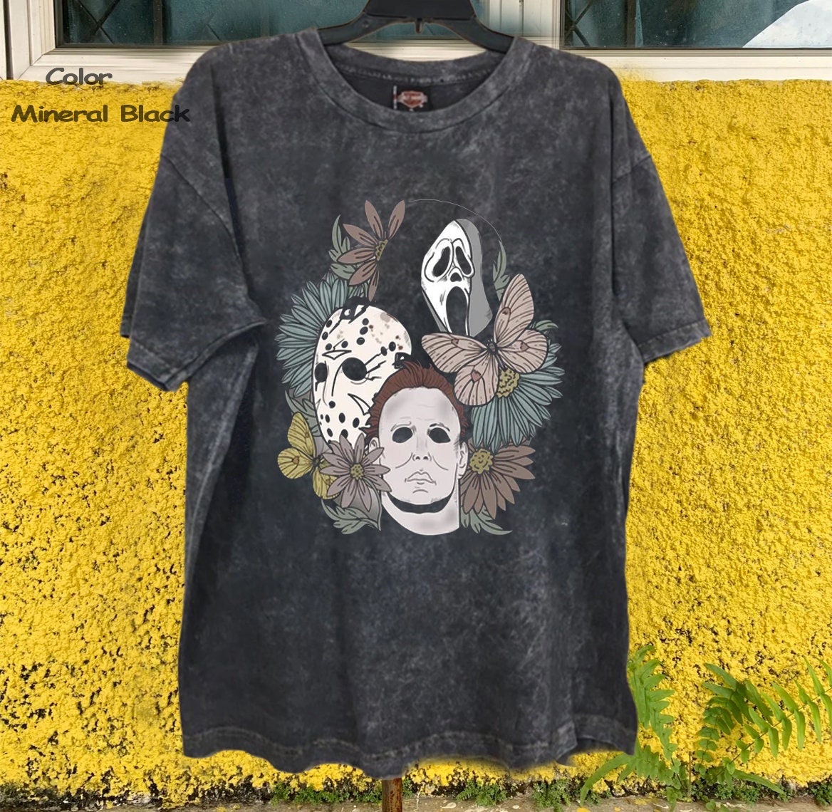 Discover Vintage Halloween Horror Movie T-Shirt, Scream, Jason, Michael Myers, Horror Movie Floral Shirt, Halloween Party , Retro Halloween Shirt