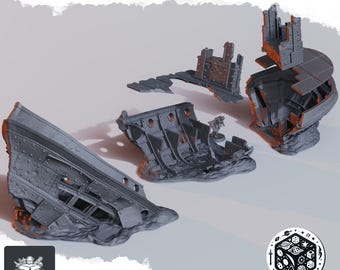 Shipwrecks, wargame terrain, trench war terrain, 28/32mm battlefield scenery, drowned front