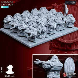 Dwarf Warriors with Crossbows, quarrellers with crossbow and shield, old world proxy, mountain hold warriors, dwarven fantasy throng