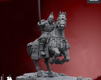 Samurai Mounted Commander, daimyo lord, fighting cavalry, old world proxy, sword katana champion, fantasy samurai, ninja warriors