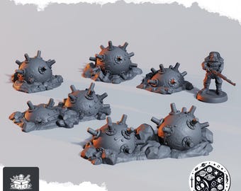 Sea Mines, wargame terrain, trench war terrain, 28/32mm battlefield scenery, drowned front