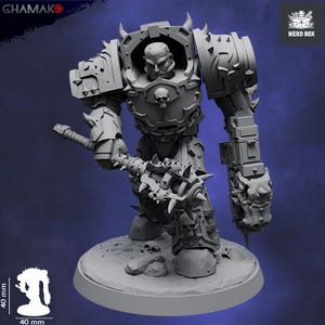 Heretic Marine Lord, förrädare i tung rustning, Grimdark Chaos Terminator-ombud, heretisk kapten, utrotningsmarinsoldat