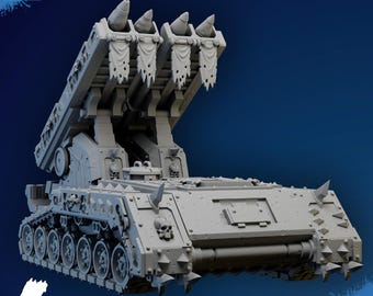 Corrupted Missile Launcher, heretic armoured vehicle, daemon armoured fighting vehicle, grimdark proxy, hellstorm attack