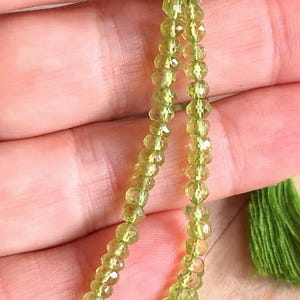 Peridot beads strand 3.3 mm microfaceted, AAA quality, DIY beads full strand, green gemstone beads, genuine semi-precious stone olivine